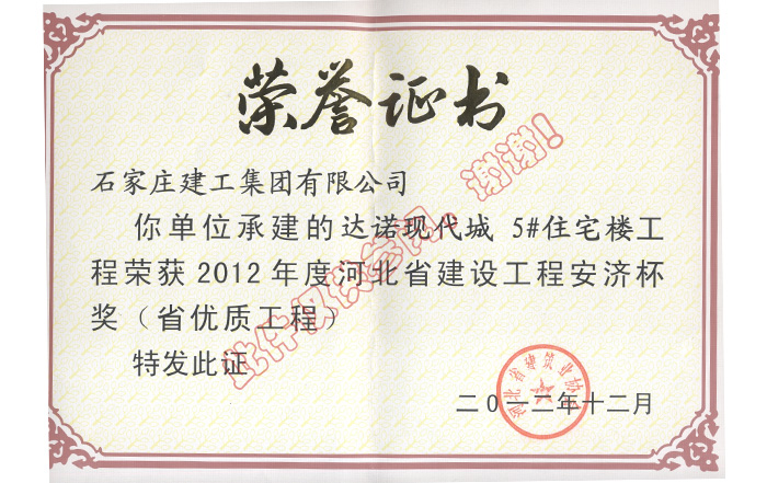 2012達(dá)諾現(xiàn)代城5#住宅樓工程 省優(yōu)